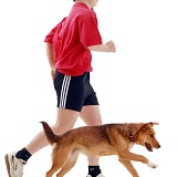 Girl out running with her dog
