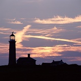 Lundy old lighthouse at sunset