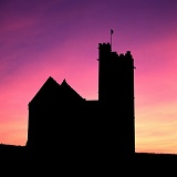 Lundy church at sunset