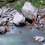 Gypsy children playing in water