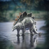 Stegosaurus standing in water