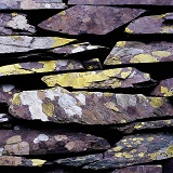 Slate stone wall with lichen