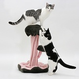 Cats with fancy scratch post