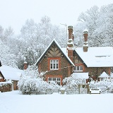 Warren House, with heavy snow, 2 February 2009