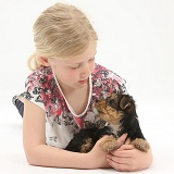 Girl with Yorkie-cross pup