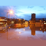 Flooding in Guildford at night